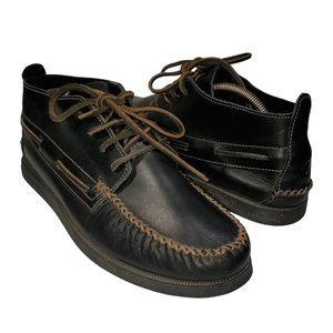Sperry Top Sider Chukka Boots Black Leather Moc-Toe Non-Marking Lumberjack
